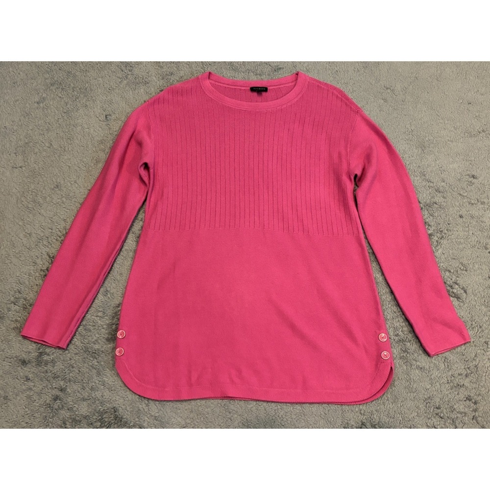 Talbots Sweater Womens Small Pink Crew Neck Long Sleeve Pullover Buttons Tunic